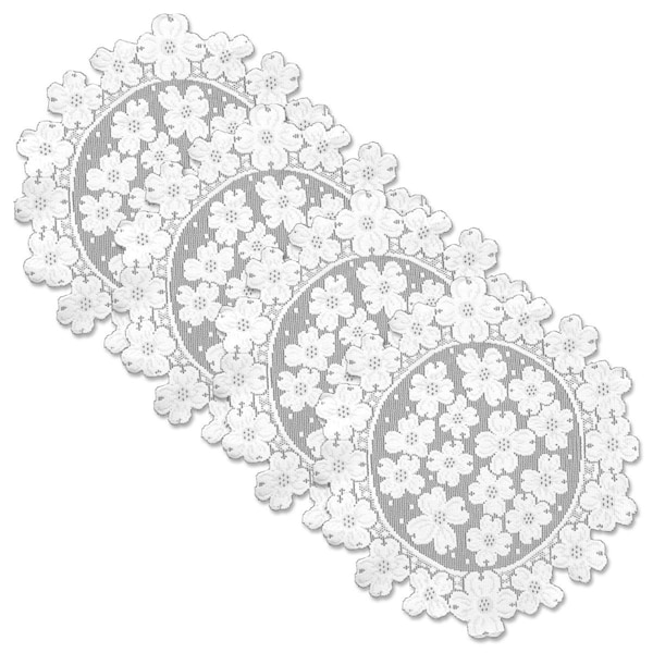 Heritage Lace 14 in. Dogwood Round Doily - White - Set of 4 DW-1400W-S - main